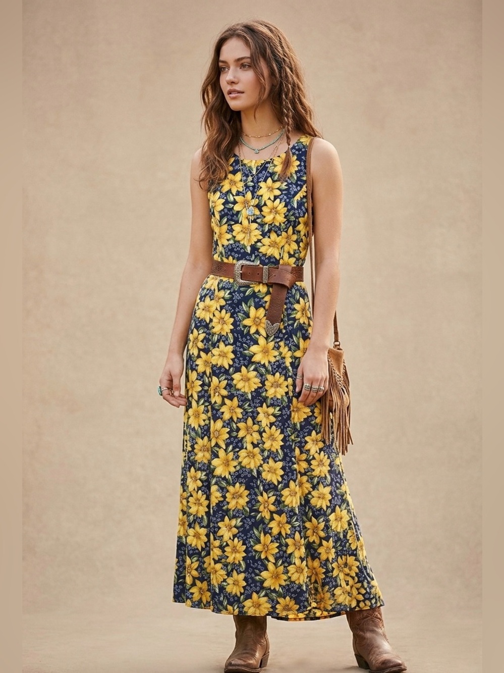 vintage 90s My Michelle sunflower maxi dress 9/10
